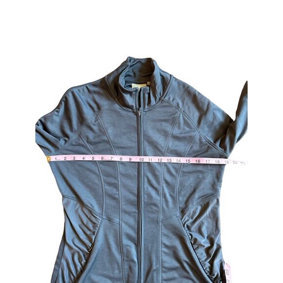 Athleta Revive Ruched Gray Vented Full Zip Jacket Women's Medium. - Picture 5 of 7